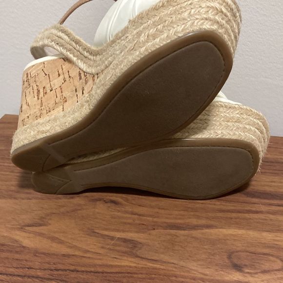 Prada Sport NWOT White Patent Leather Bow Cork Wedge Espadrille. Size 35.5. - Picture 10 of 11